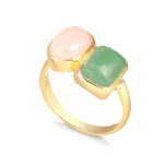 ANEL DUO QUARTZO VERDE E ROSA OA